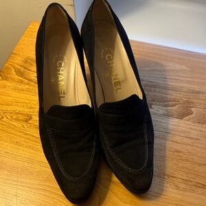 CHANEL Women's Black Suede Loafers